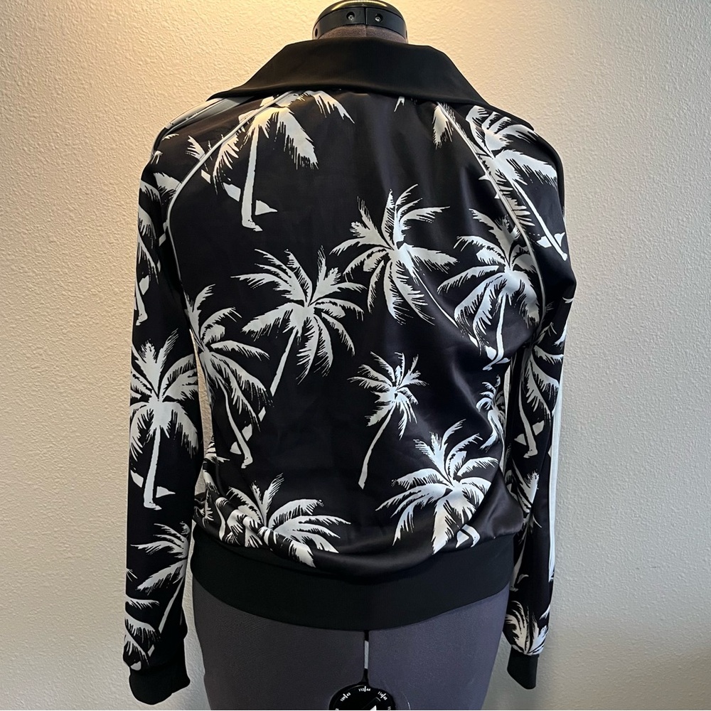 Pam & Gela Palm Tree Stand Collar Double Zipper Track Jacket - Picture 7 of 11